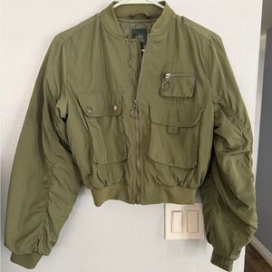 Wild Fable Cargo Utility Cropped Bomber Jacket XS